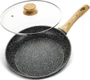 MICHELANGELO Nonstick Frying Pan with Lid 12 Inch Stone Coating Bakelight Handle