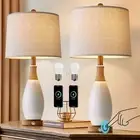 24.5” 3-Way Dimmable Touch Control Bedside Table Lamp Set of 2 with USB and T...