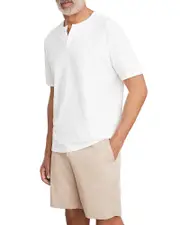 Vince Slub Split Neck Short Sleeve Tee