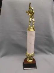 male BASEBALL trophy award white column weighted base