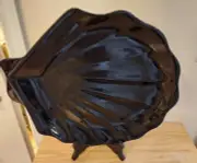 Studio Nova Black Seashell Shell Scallop Plate Platter Vtg Early 80s Collectible