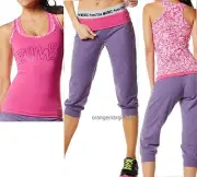 ZUMBA FITNESS -2 PIECE SET! Comfy Capri Pants & Racerback RARE-convention UK-S M