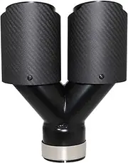 Car Y Shape Carbon Fiber Matte Muffler Tip Double Exit Exhaust Tip Mufflers Nozzle Decoration Universal Stainless Black(51MM-101MM)