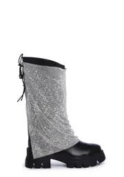 [AZALEA WANG] Bloomfield Chainmail Ankle Boots - Silver