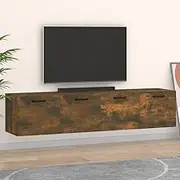 2 Wall Cabinets, Smoked Oak 60 x 36.5 x 35 cm, Engineered Wood Floating Storage with Doors, Wall-Mounted Organizer for Home and Office, Sturdy Moisture-Resistant Shelving Units