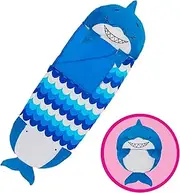 Happy Nappers Pillow & Sleepy Sack- Comfy, Cozy, Compact, Super Soft, Warm, All Season, Sleeping Bag with Pillow- Blue Shark