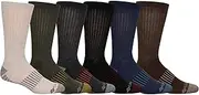 [Columbia] Men's Pique Weave Crew Socks with Arch Support 6 Pairs, Khaki/Olive/Grey/Brown/Navy/Black, Sock Size 10-13, Black, 10-13