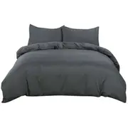 Dark Grey Soft Quilt/Duvet/Doona Cover Set Single/D/Queen/King/Super King Size Bed