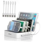 Charging Station for Multiple Devices, 5 Port Multi USB-A Charger White