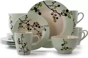 RETROBLOOM Retro Bloom 16 Piece Luxurious Stoneware Dinnerware with Complete Set