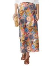 J.Mclaughlin Women’s Orange Blue Coral Zahara Terra Blossom Skirt Size 8 NWT