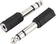 uxcell Microphone 6.35mm Male to 3.5mm Female Audio Jack Connector Adapter 2pcs Black