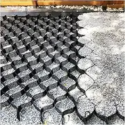 Gravel Grid for Path, Ground Grid for Retaining Walls, Black Driveway Pavers Molds Stabilizer Load 1800 Lbs(2x9 m/6.5x30 ft)