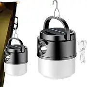 Camping Lamp - Rechargeable Camping Lantern | IP65 Waterproof Rating Solar Powered Lantern with Charging Cable | Hangable Camping Light for Outdoor Hiking, Fishing