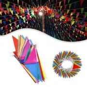 100M Multicolour Bunting Triangle Flags Party Rainbow Outdoor Decor PR