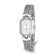 Charles Hubert Stainless Steel Wire Bangle White MOP Dial Watch