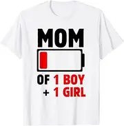 [JIAGANYI] Funny Mothers Day Low Battery Mom of 2 Kids 1 Boy 1 Girl T-Shirt