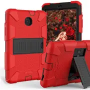 Silicone+PC Case 3-Layer Anti-fall Protective Cover Tablet Stand For Samsung Galaxy Tab A 8 inch T387(2018)-3red black