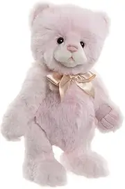 [Charlie Bears] Miss Chevious | 2021 Secret Collection, Standing Plush Panda Teddy Bear, Bubblegum Pink Panda, Rose Gold Satin Bow, Fully Jointed, Collectable, Handmade