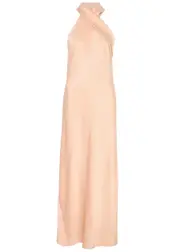 Galvan Cropped Pandora Satin Maxi Dress - Peach - 40 (UK12 / M) 40 (UK12 / M)