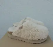 UGG NATURAL FUZZ SUGAR FAUX FUR FLUFF SLIDE SLIPPERS, WOMEN US 7/ EUR 38 ~NIB