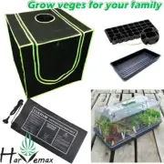 Indoor 60x60x60cm Organic Veggie Plant Grow Tent Propagation Dome Heat Mat Kit