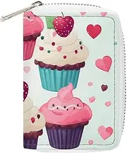 [RTFGHJS] Kickboxing PU Leather Card Holder - Slim Durable Credit Card Organizer for Men & Women, Cupcake candy hearts sweet, 16x11.5cm