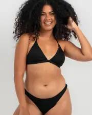 [Kaiami] Kaiami Women's Mila Fixed Triangle Bikini Top in Black Size 10 10 Black
