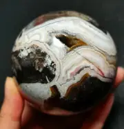 TOP 429G Natural Polished Mexico Banded Agate Crystal Sphere Ball Healing WYY835