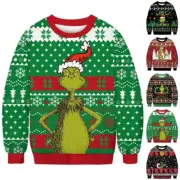 Grinch's Christmas Ugly Sweater Pullover Jumper Womens Mens Xmas Sweatshirt Tops