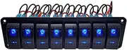 12V 24V Marine Rocker Switch Panel 6 Gang Double Light Car Switch LED Switch Panel ，Compatible for Marine Ships Caravan RV