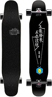 Sports Longboard Skateboard, 47" 7-Layer Hard Rock Maple Double-tilt Not Afraid of The Future Pattern Professional Dance Board Longboard Suitable for Beginners Adults