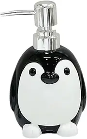 Animal Ceramic Soap Dispenser with Plastic Pump, Refillable Lotion Soap Bottle, Dish Soap Dispenser, Hand Soap Dispenser-Penguin