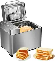 17-in-1 Stainless Steel Programmable Bread Machine,Fully automatic multi-function kneading, fermentation and dough mixer,with Fruit Nut Dispenser, Touch Panel, 3 Loaf Sizes for Bread, Jam