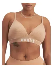 [Bonds] Retro Rib Seamless Wirefree Tee Bra in Beige