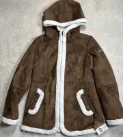 Koolaburra By UGG Coat Women's Small Brown Faux Suede Hooded Shearling $200 NWT!