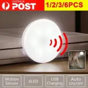 Motion Sensor LED Night Light USB Rechargeable Wall Mount Body Induction Lamp AU