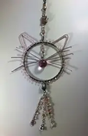 In the Pink! A Pink Kitty Cat Crystal Nose and Whiskers Sun Catcher For You!
