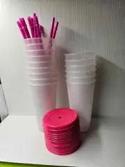 Coloring Changing confetti Cold Cups pink lids pink Straw