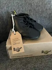 DR. MARTENS Newborn 1460 Auburn Leather Booties Size 3 Infant Black