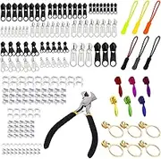 Daily Treasures 204 Pcs Zipper Repair Rescue Kit, Zipper Pull Replacement with Zipper Install Plier,Zipper Extension Pulls for Repairing Bag, Jackets, Tents, Luggage，Backpacks, Purses