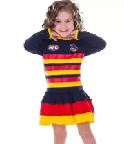AFL Girls Adelaide Crows Long Sleeve Dress with Frills Brand New Stock