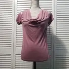 Saks Fifth Avenue Cold Shoulder Top Women's XS Mauve Cowl Neck Short Sleeve