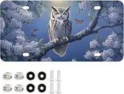 YXYZRMY License Plate Owl Moon Fllower Aluminum Decorative Car Front License Plates 6” × 12”