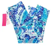 Lilly Pulitzer Girls XL Maia Capri Leggings Turquoise Oasis Wave After Wave