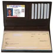 Brown Genuine Leather Mens Checkbook Cover Organizer Money Zip Wallet US SELLER