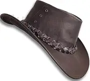 [Oztrala] 】 Australian Buffalo Leather Hat Outback Breezer Western Cowboy Mesh Mens Womens Kids Jacaru Black Brown HLBS HLBB