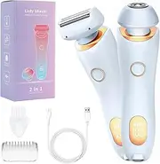 [Riksam] Electric Shaver for Women Bikini Trimmer Wet Dry Use 2 in 1 Silk Glide Epilator (Blue)