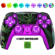 Purple Haze Silent Modz LED Light-Up Buttons Wireless Custom Controller for PS5