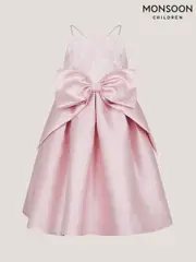 Monsoon Pink Juniper Satin Lace Bow Bridesmaid Dress (W30597) | $134 - $157